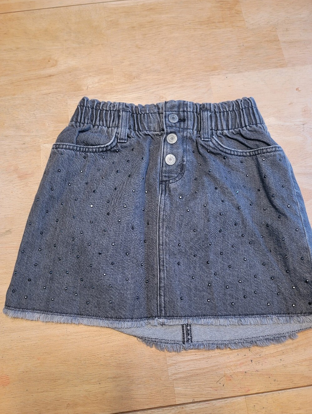 Girls' So Grayish Black Denim Skirt with Black Stud Detail Size 10